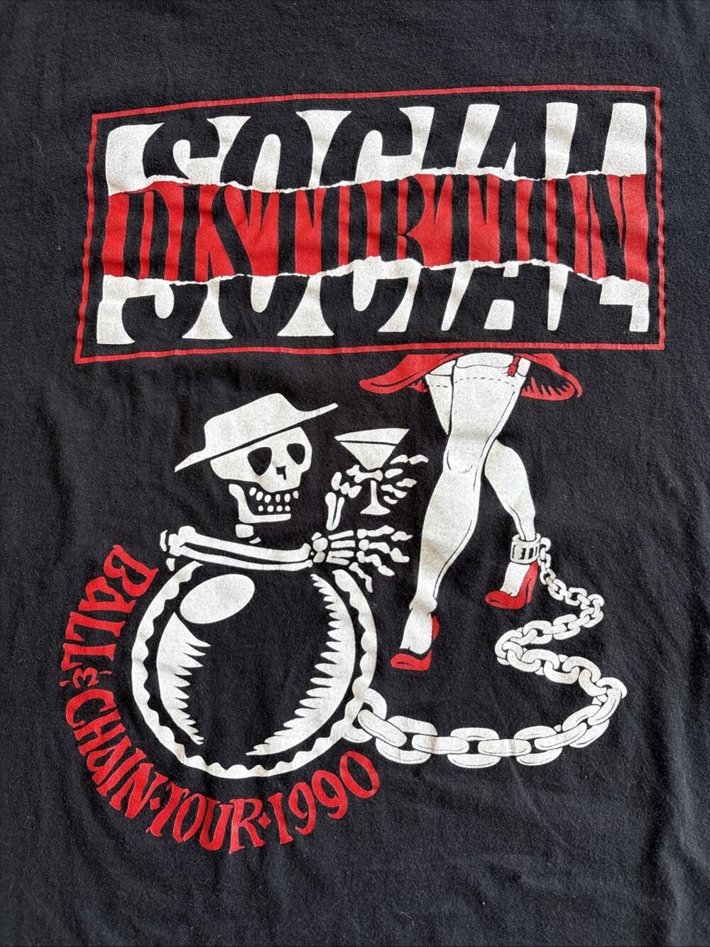Social Distortion "Ball & Chain" Tour 1990 Graphic Tee - Size L (Reprint)